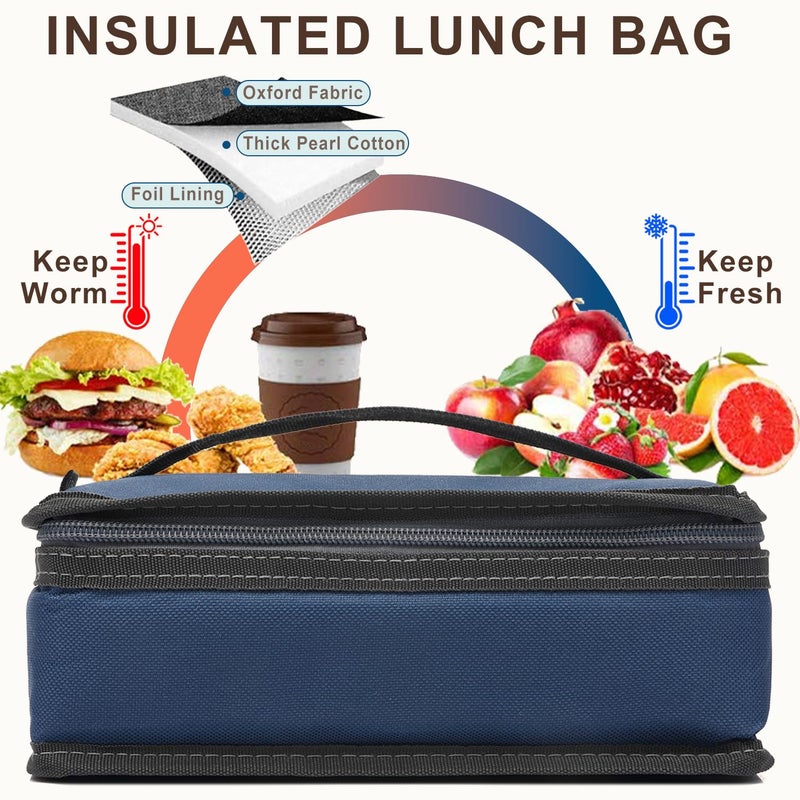 FlowFly Small Insulated Lunch box Portable Soft Bag Mini Cooler Thermal Meal Tote Kit with Handle for Work & School, Cyan - Image 3